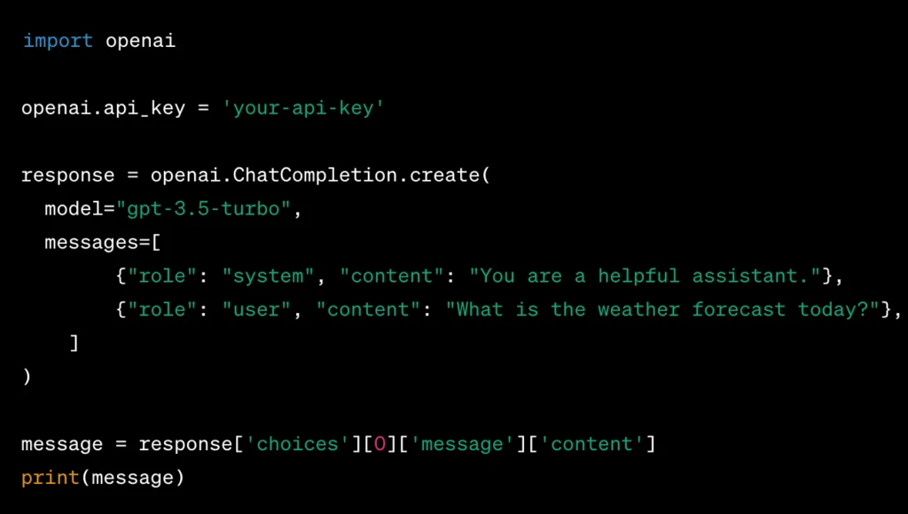 depicting API request using Python with ChatGPT