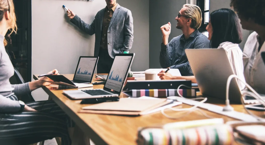 Unlocking potential through partnership. Image showing a business collaborative office meeting